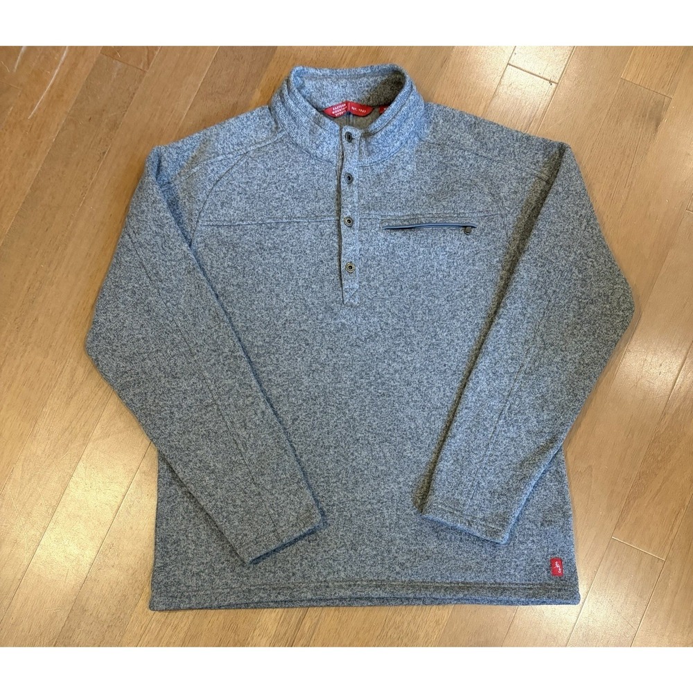 Eastern Mountain Sports Sweater Mens XL Beige Fleece 1/4 Snap Zip Button Outdoor